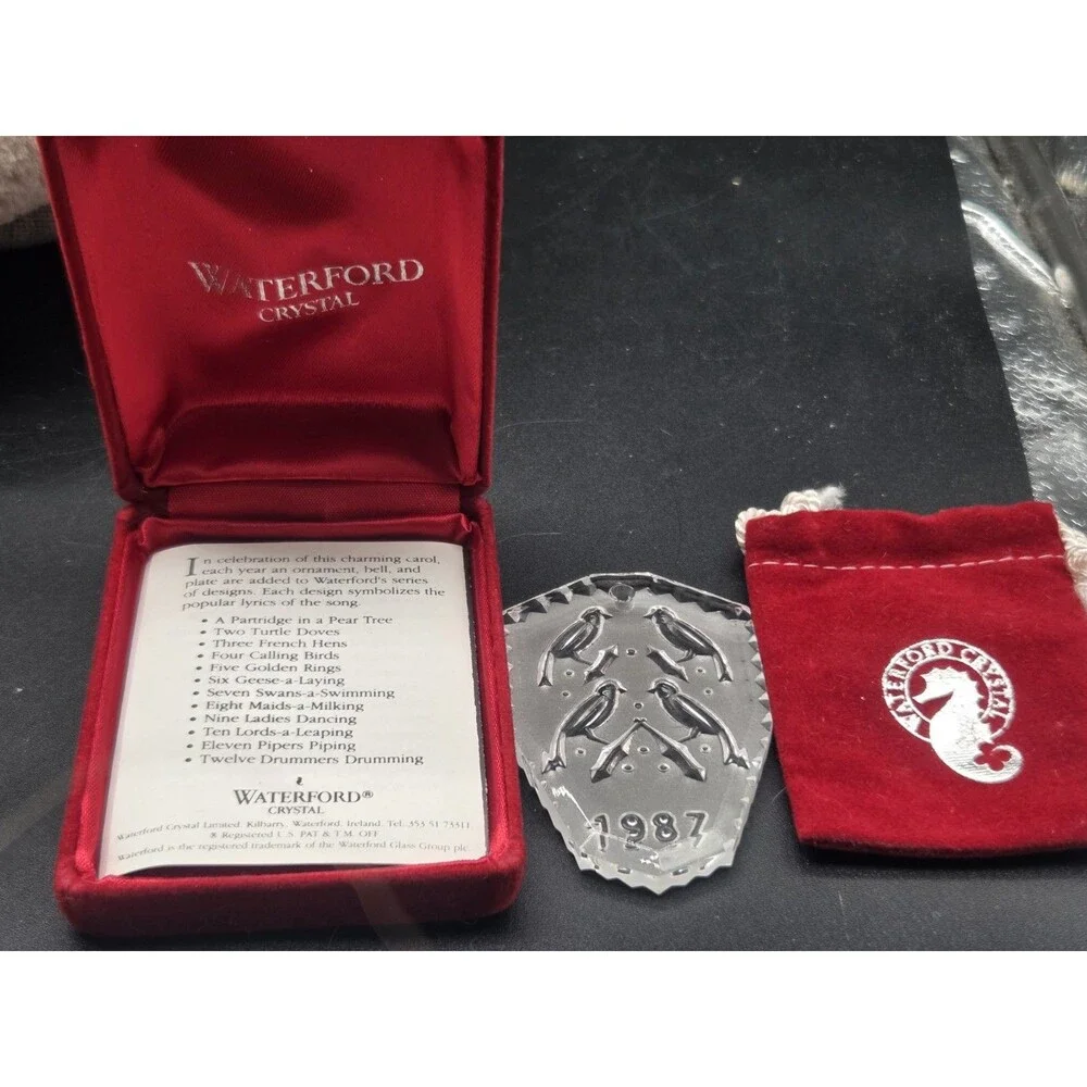 Waterford Crystal 1987 - Four Calling Birds Ornament- 12 Days of Christmas Boxed